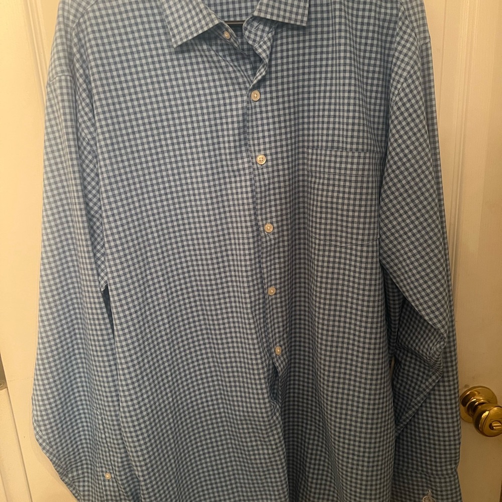 Peter Millar Blue Checkered Men's Shirt